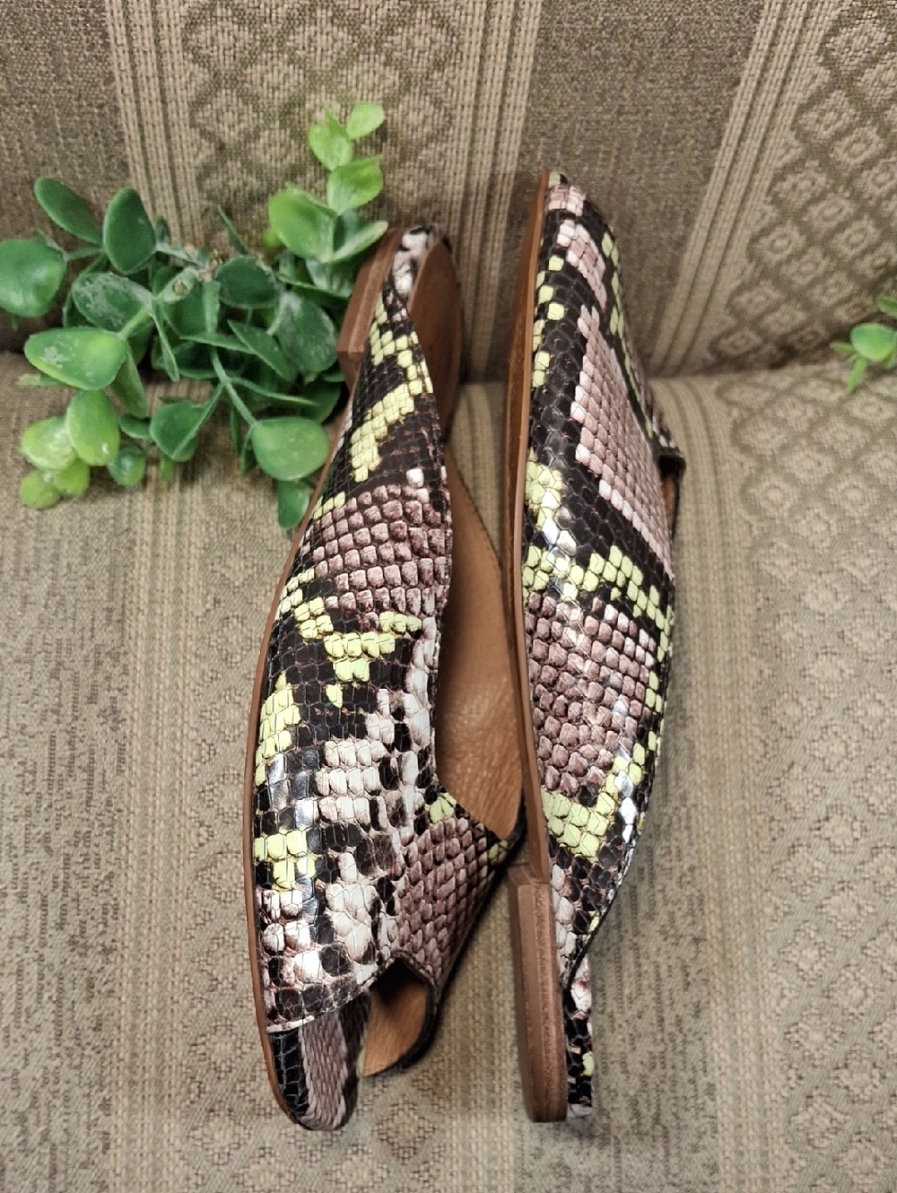 Madewell Erica Peep Toe Snakeskin Flats - Picture 3 of 14